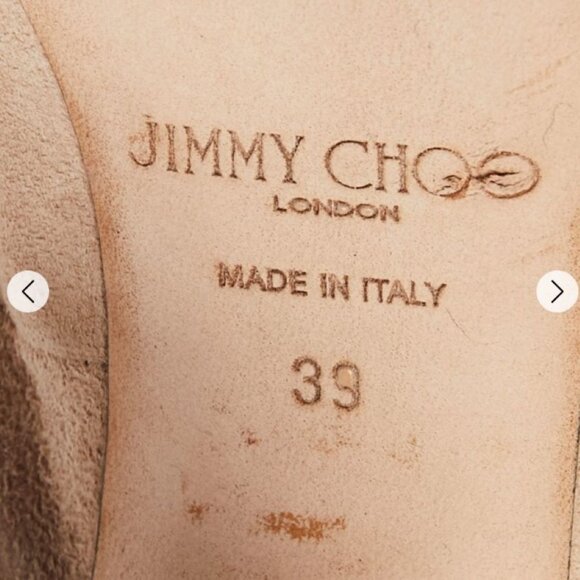 Jimmy Choo-Beige Suede & Leather Heels with multi-shape Crystals. Size 39 (US 9) - Picture 8 of 9